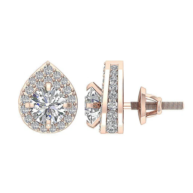 I1 G 1.75Ct Natural Diamond Halo Removable Jacket Studs Earrings 14K Rose Gold I1 G 1.75Ct Natural Diamond Halo Removable Jacket Studs Earrings 14K Rose Gold