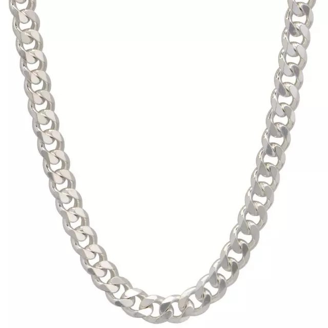 14K White Gold Finish 925 Sterling Silver 5mm Mens Cuban Chain Necklace 20"-28"