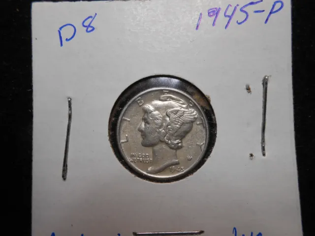 1945-P Ch. Bu Silver Mercury Dime Key Date Uncirculated D8