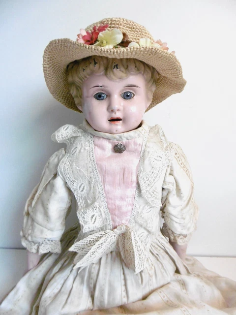 Poupée Ancienne Tête Biscuit Porcelaine - 46 Cm - Style Fleischmann