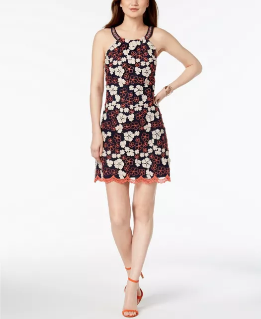 LAUNDRY Laundry by Shelli Segal  NWT Floral-Embroidered Open-Back Dress size 2