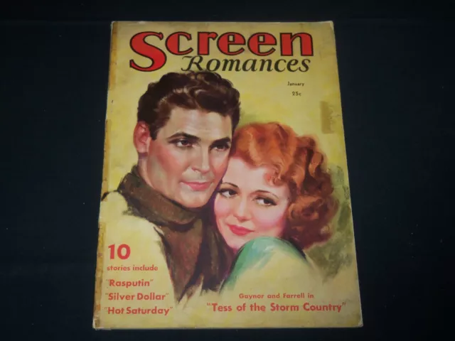 1933 January Screen Romances Movie Magazine - Janet Gaynor & Farrell - M 411