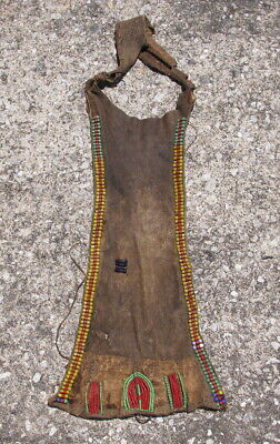 Old African modesty apron cache sexe Turkana People of Kenya glass beads on hide