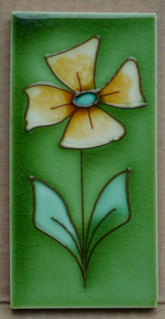 England - Antique Art Nouveau Majolica Border Tile C1900