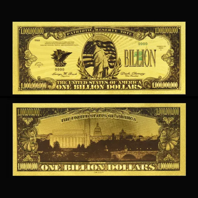 United States US 1 Billion Dollars Bill Gold Foil Banknote Liberty Gift Notes