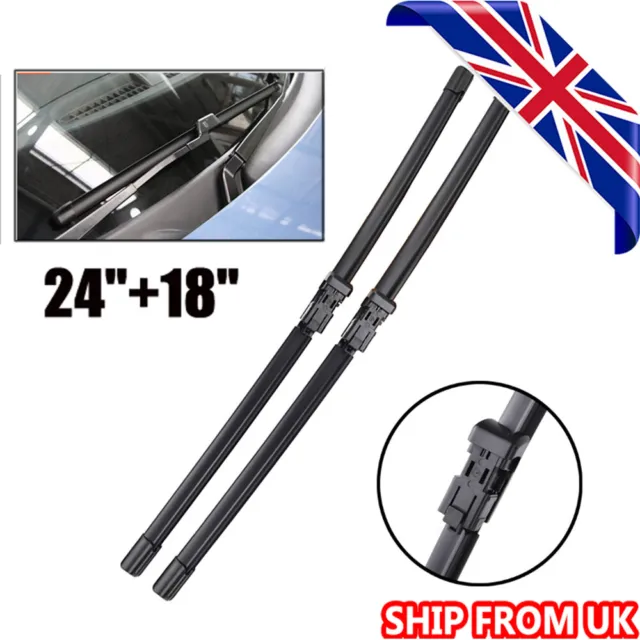 Front Wiper Blades Set For VW Touran Caddy 24"18" Rubber Window Windscreen Pair