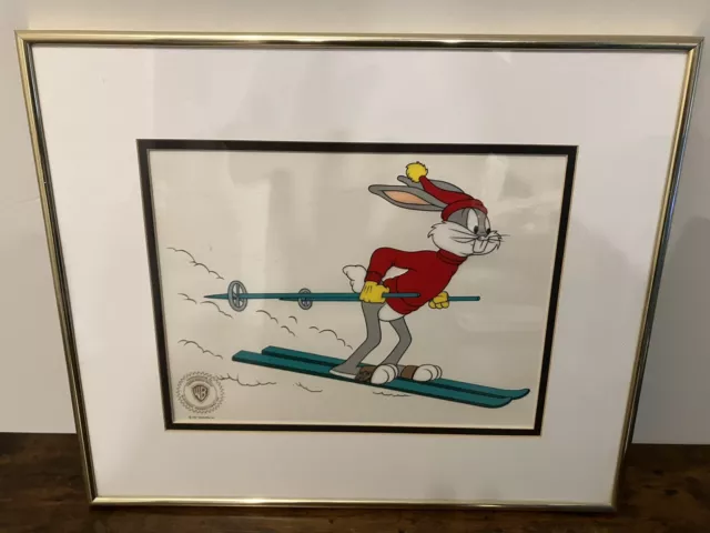 Bugs Bunny Warner Bros. Limited Edition SeriCel Skiing Animation Cel W/COA