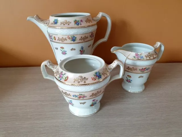 Raynaud à Limoges Service à café sucrier pot à lait cafetière en porcelaine