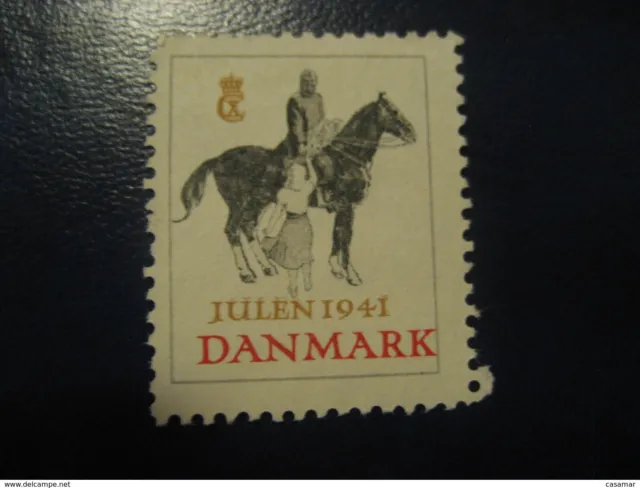 JULEN 1941 Horse Poster Stamp Vignette DENMARK Christmas Label Jul