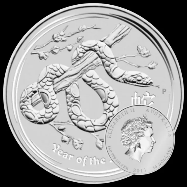 Silbermünze 1 kg Lunar II Serie „Schlange“ 2013 in Kapsel 999.9 Silber