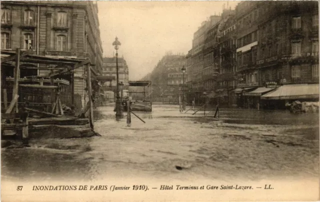 CPA AK PARIS Floodations 1910 Gare St-Lazare Hotel Terminus (579919)