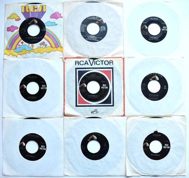LOT OF 9 ELVIS PRESLEY SINGLE LP VINYL RECORD 1950s ROCK N ROLL GOSPEL VOCAL