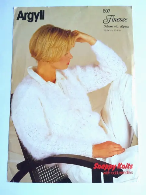 Ladies Knitting Pattern Cardigan 30"-41" Finesse Alpaca NOT COPY