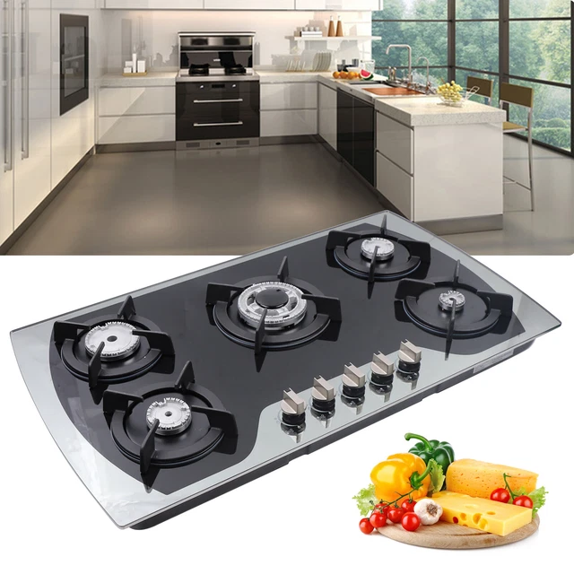 35& 5 BURNERS Gas Stove BuiltIn Cooktop LPG/NG Stainless Steel Gas Hob