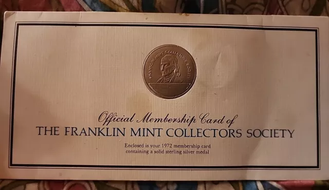 1972 Franklin Mint Collectors Society Member Sterling Silver Coin ED WOOD