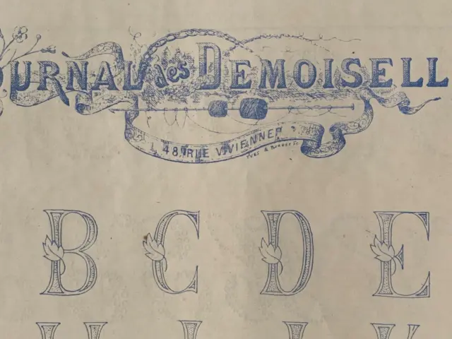 Antique 1885 French Journal des Demoiselles Embroidery pattern Alphabets (two)