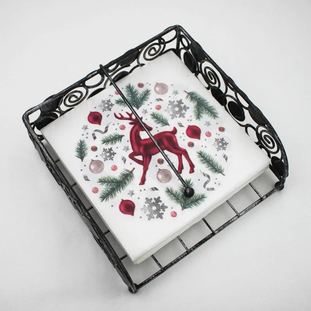20pcs/bag Party Napkins Colored Dining Table Decoration Christmas Reindeer Theme
