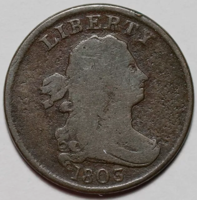 1803 Draped Bust Half Cent - US 1/2c Copper Penny Coin - L30