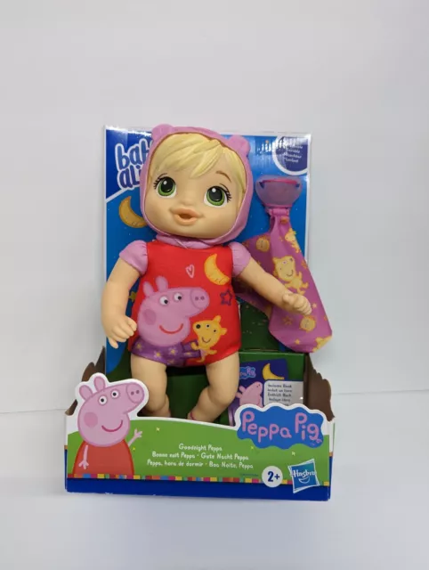 Baby Alive 11" Baby Doll Dressed as Peppa Pig "Goodnight Peppa" Book NIB