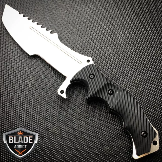 2 PC Survival Hunting Tactical Fixed Blade + Carbon Fiber Cleaver Pocket Knife 3