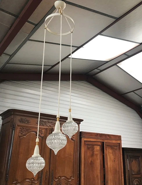 lustre cascade suspension en verre vintage design 1970
