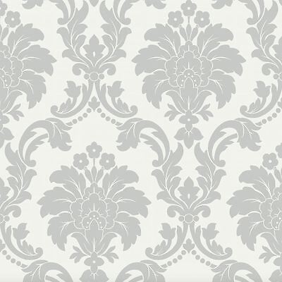 Arthouse Romeo Carta da Parati Damascata Arthouse Metallico Grigio Crema Arrossire Nero 