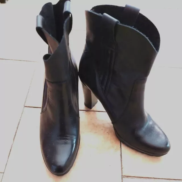Boots Femme Elizabeth Stewart Pointure 37 Cuir Noir