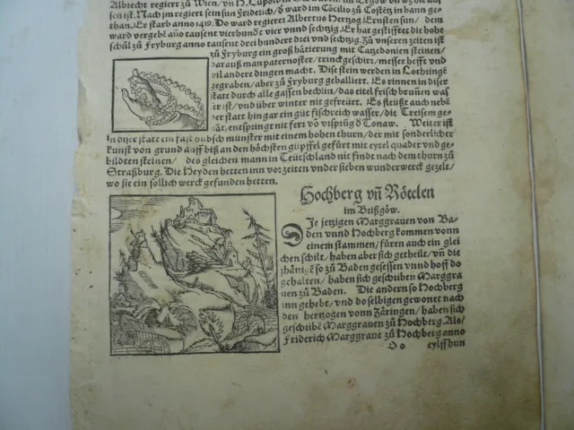 Hochberg und Rötelen im Brisgöw, anno 1580, Holzschnitt, Sebastian Münster T