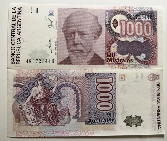 Argentina 1000 Australes ND (1988-90) P-329c  Banknotes aUNC