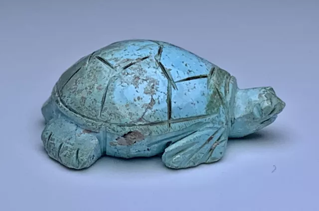 Mid Century Carved Chinese Turquoise Turtle Fetish / Effigy