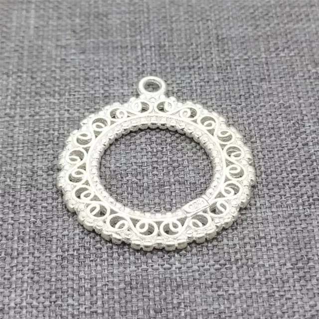 2pcs of 925 Sterling Silver Filigree Floral Circle Charms Pendants for Necklace