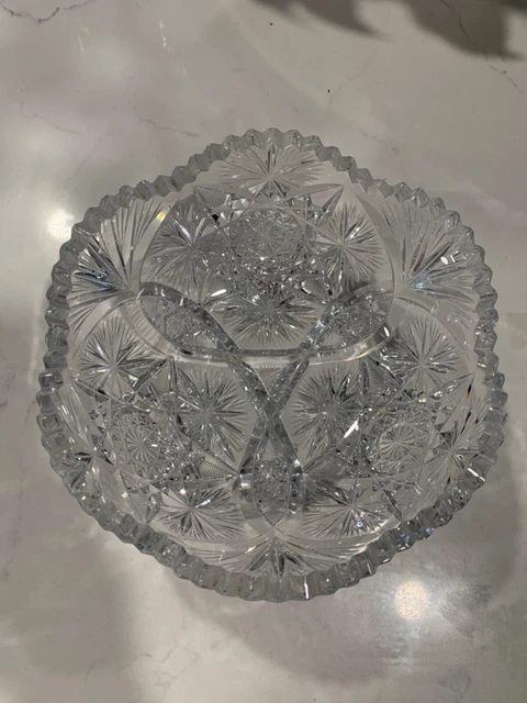 AMERICAN BRILLIANT PERIOD CUT GLASS BOWL over 8” inches wide and VERY HEAVY