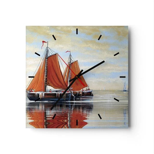 HORLOGE MURALE EN verre 30x30cm Silencieuse Céleste Plage Monochrome HORLOGE MURALE EN verre 30x30cm Silencieuse Céleste Plage Monochrome