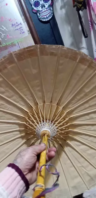 Vintage Oriental Silk Umbrella beautiful art, amazing assembly