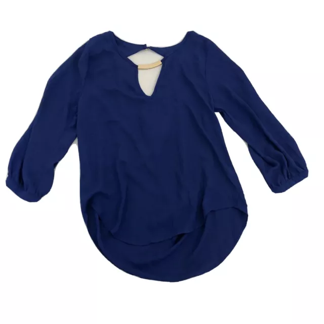 Meraki Blouse Women's S Blue Long Sleeved V Neck Top Light Weight Size Small S