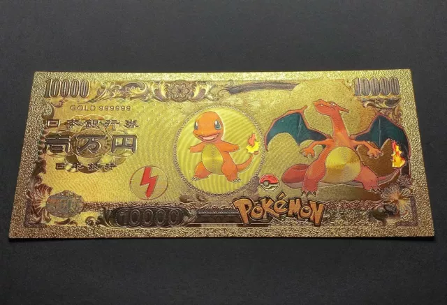 Pokemon Pikachu Eevee Back 10B Yen Novelty 24K Gold Foil Plated