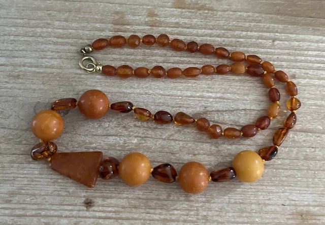Collier Ancien En Ambre - Chaîne En Pierre D'Ambre Naturelle, Occasion