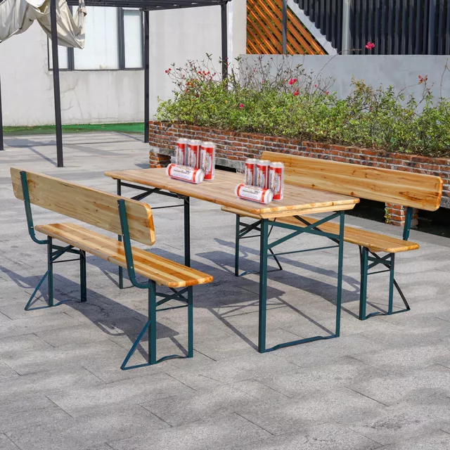 Foldable Garden Beer Table/Bench Outdoor Picnic Party Wooden Dining Furniture