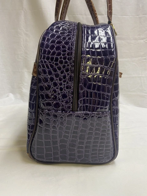 Samantha Brown Travel Bag Weekend Purple Carry On Croc Embossed 3