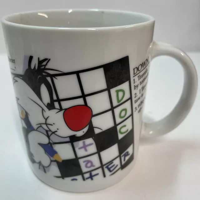 Vintage Mug Sylvester Crossword Puzzle Warner Brothers Coffee Looney Tunes 1997 3