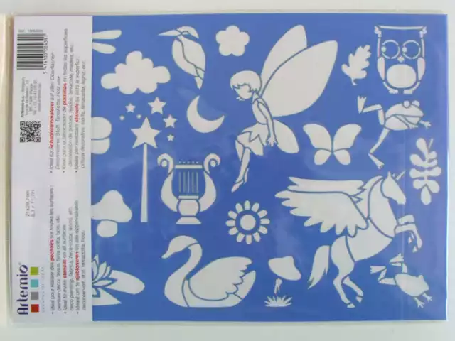 Pochoir Fée Licorne Chouette Grenouille Cygne 1 planche A4 Artemio DIY Home Deco