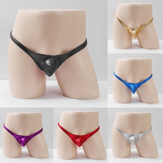 Men Patent Leather Lingerie Thong T-Back G-String Jockstrap Underwear Brand New