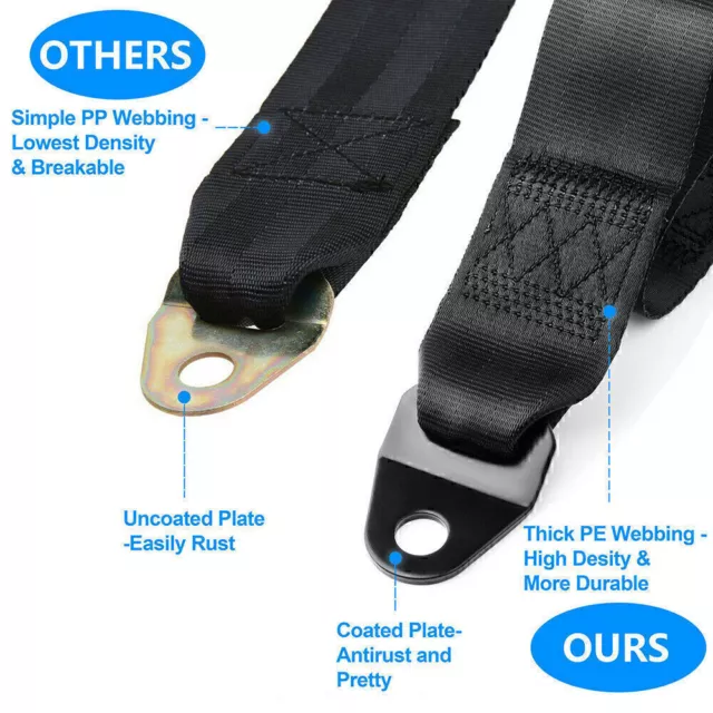 2 Sets Universal Safety 3M 3 Point Retractable Seat Belt Truck Strap Seatbelt Au 3