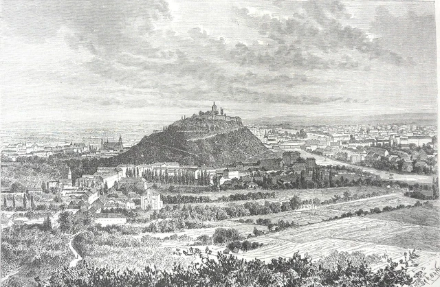 AUSTRIA: General view of the city of GRAZ (in Styria) in the 19th century - engraving
