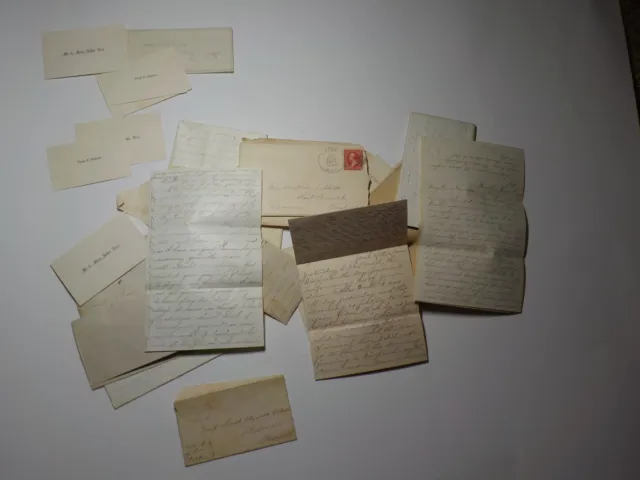 22 Antique Letters 1800s All From The Same Collection Calling Cards Lot Papers