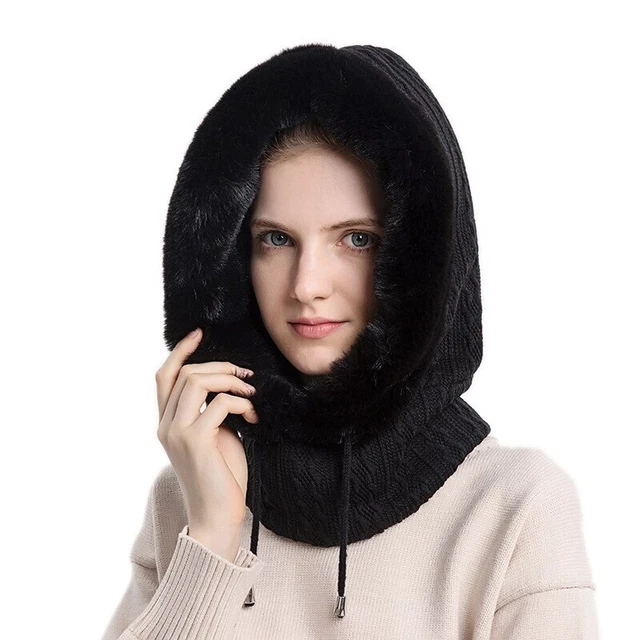 Bufanda para Mujer De Piel Mascara para Invierno Gorro De Punto Pasamontañas 5