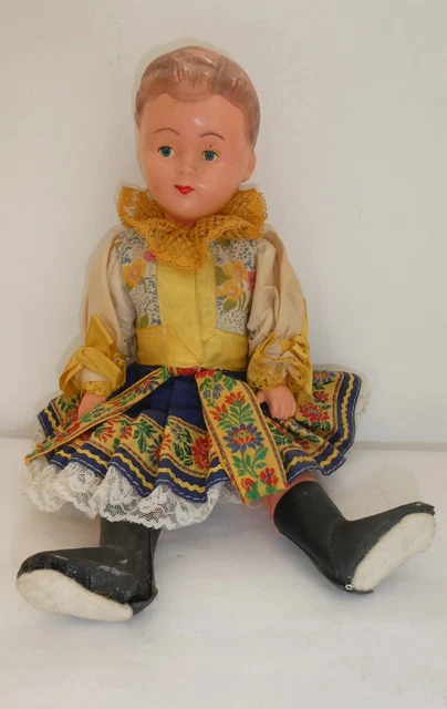 Poupée Ancienne Chinoise En Composition - 23 Cm - Costume Traditionnel