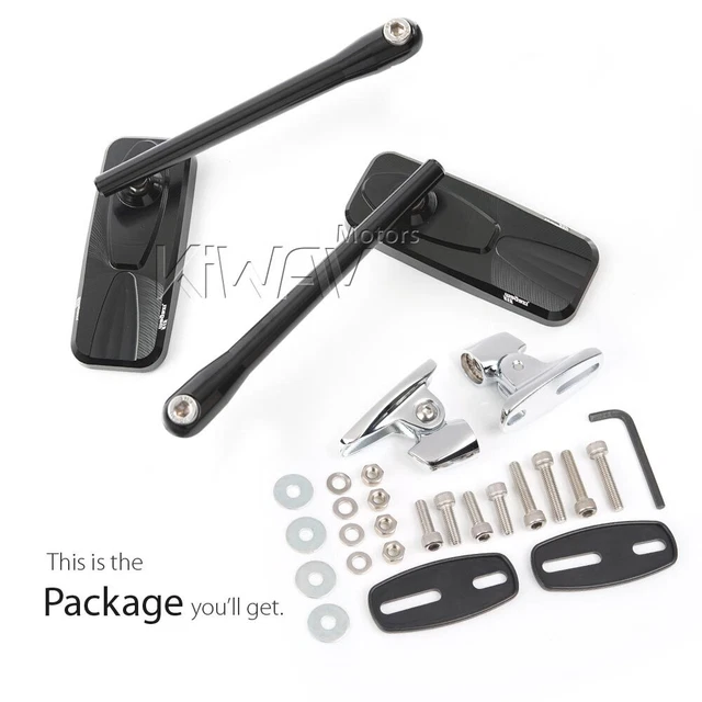 Rétroviseurs noir CNC Modern convex base chromée pour Suzuki GSX-R GSF