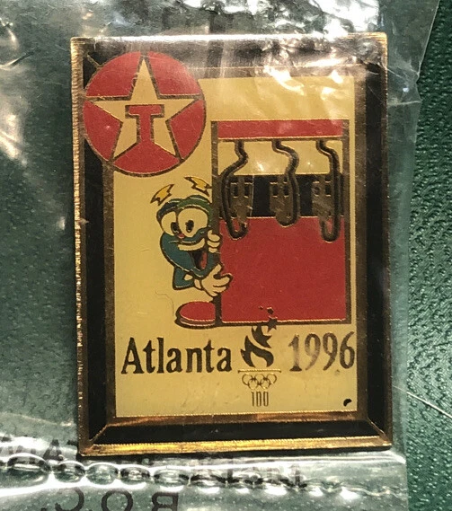 Vintage Gold Tone Pin 1996 Atlanta Olympics Texaco Gas Pump Logo New Old Stock
