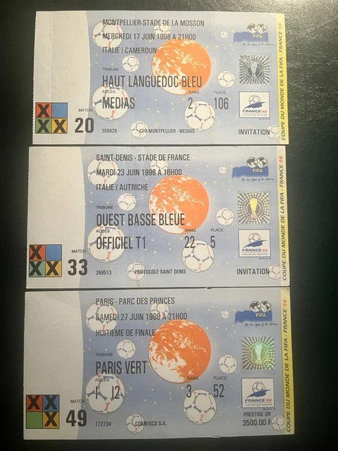 RARE Ticket etats Unis USA / Iran #30 Coupe du monde World Cup 1998